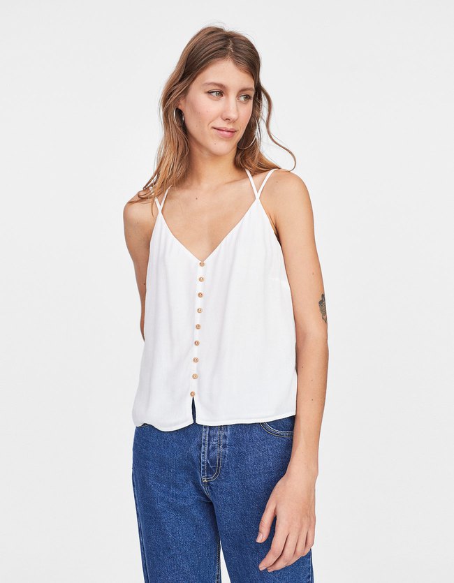 Stradivarius Topje Met Fijne Bandjes En Knopen Dames Ecru stradivarius kopen in de aanbieding Stradivarius Topje Met Fijne Bandjes En Knopen Dames Ecru stradivarius kopen in de aanbieding