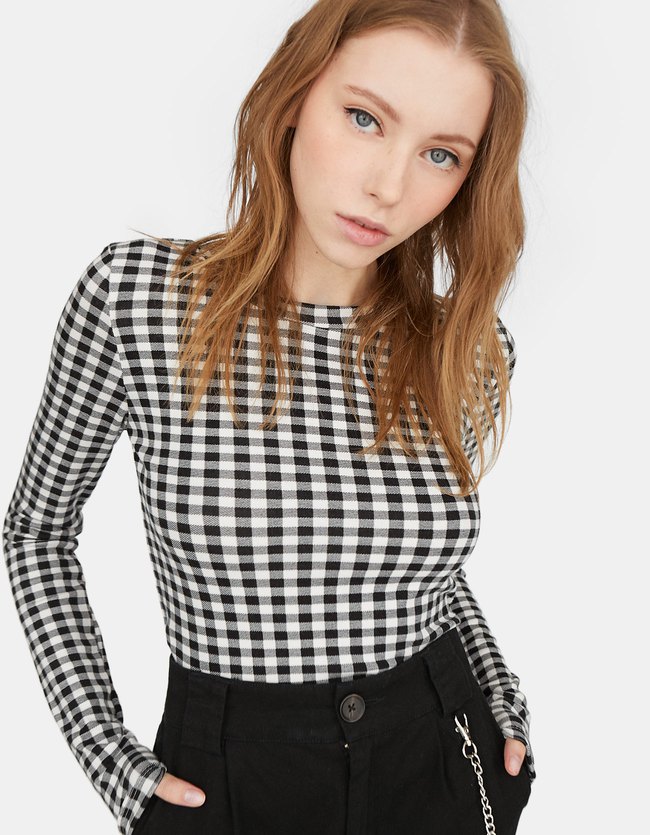 Stradivarius Shirt Met Lange Mouw Dames Ecru stradivarius kopen in de aanbieding