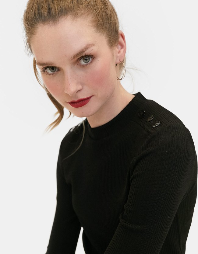 Stradivarius Ribtricot Top Met Knopen Op De Schouder Dames Zwart stradivarius kopen in de aanbieding Stradivarius Ribtricot Top Met Knopen Op De Schouder Dames Zwart stradivarius kopen in de aanbieding