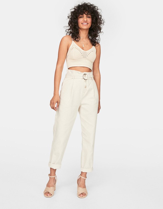 Stradivarius Broek Met Hoge Taille En Riem Dames Steen stradivarius kopen in de aanbieding Stradivarius Broek Met Hoge Taille En Riem Dames Steen stradivarius kopen in de aanbieding