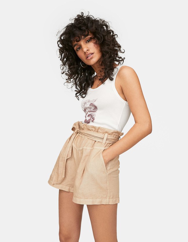 Stradivarius Linnen Short Dames Beige Melange Xs stradivarius kopen in de aanbieding Stradivarius Linnen Short Dames Beige Melange Xs stradivarius kopen in de aanbieding