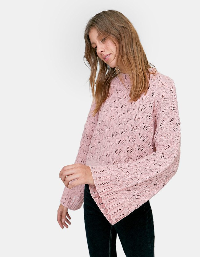 Stradivarius Gebreide Ajour Trui Met Wijde Mouwen Dames Naturel Roze stradivarius kopen in de aanbieding Stradivarius Gebreide Ajour Trui Met Wijde Mouwen Dames Naturel Roze stradivarius kopen in de aanbieding