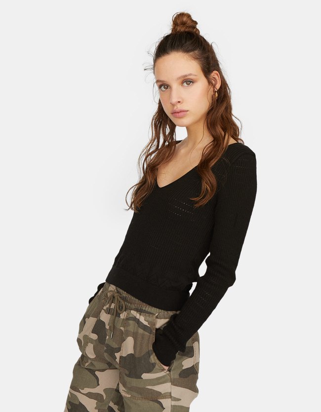 Stradivarius Fijngebreide Trui Dames Zwart stradivarius kopen in de aanbieding Stradivarius Fijngebreide Trui Dames Zwart stradivarius kopen in de aanbieding