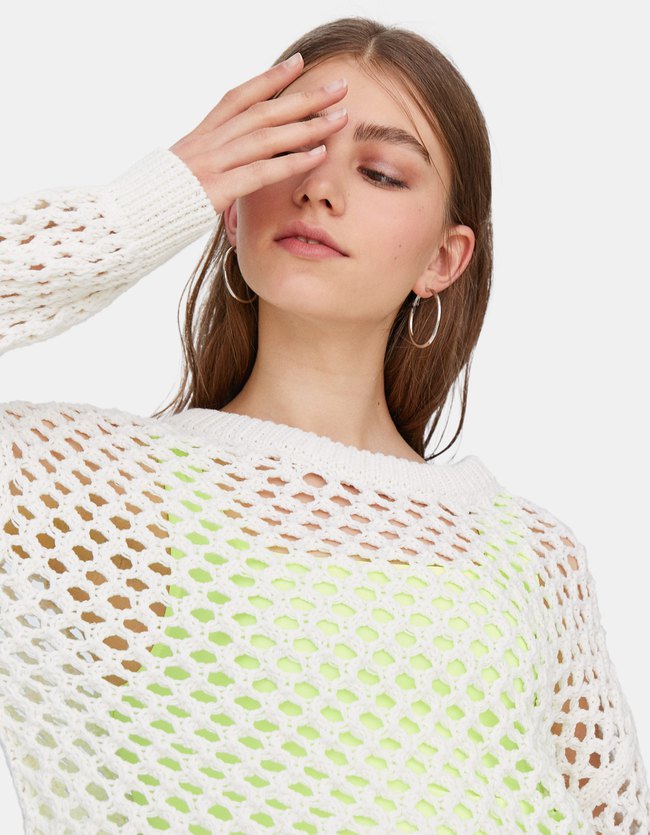 Stradivarius Ajour Trui Dames Ecru stradivarius kopen in de aanbieding Stradivarius Ajour Trui Dames Ecru stradivarius kopen in de aanbieding