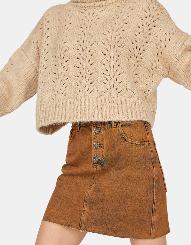 Stradivarius Denim Minirok Met Kleur Dames Karamel 38 stradivarius kopen in de aanbieding Stradivarius Denim Minirok Met Kleur Dames Karamel 38 stradivarius kopen in de aanbieding