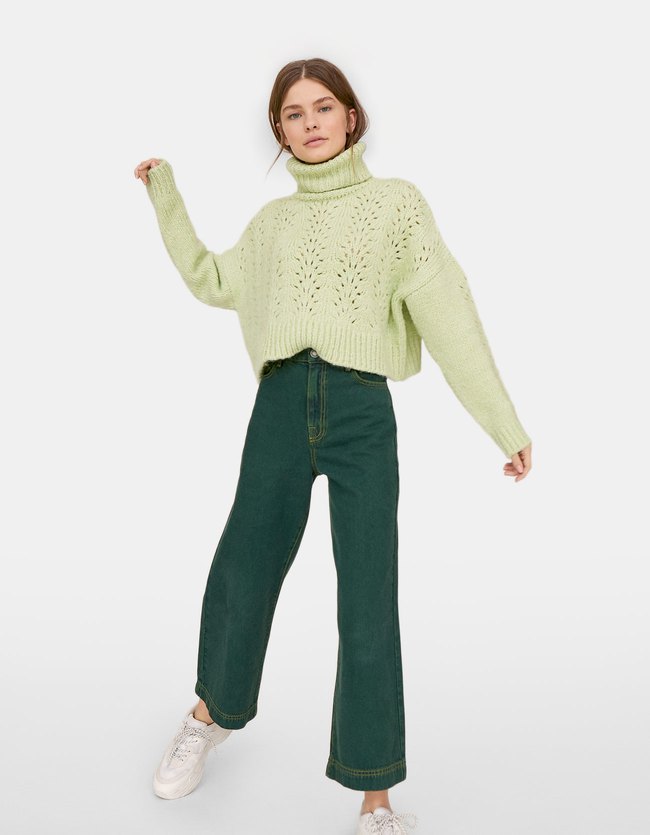 Stradivarius Culotte Jeans Dames Olijfgroen 36 stradivarius kopen in de aanbieding