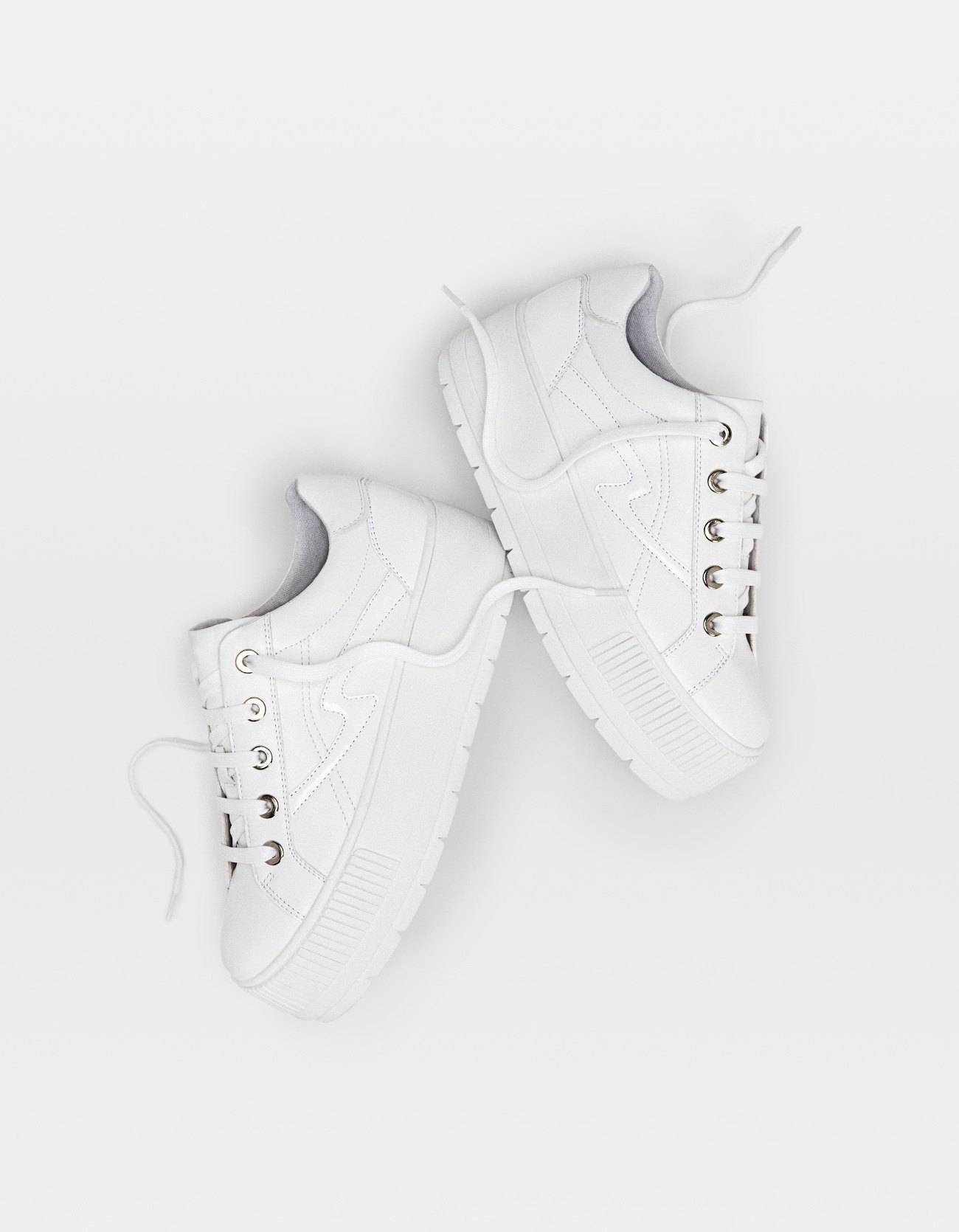 stradivarius white platform trainers
