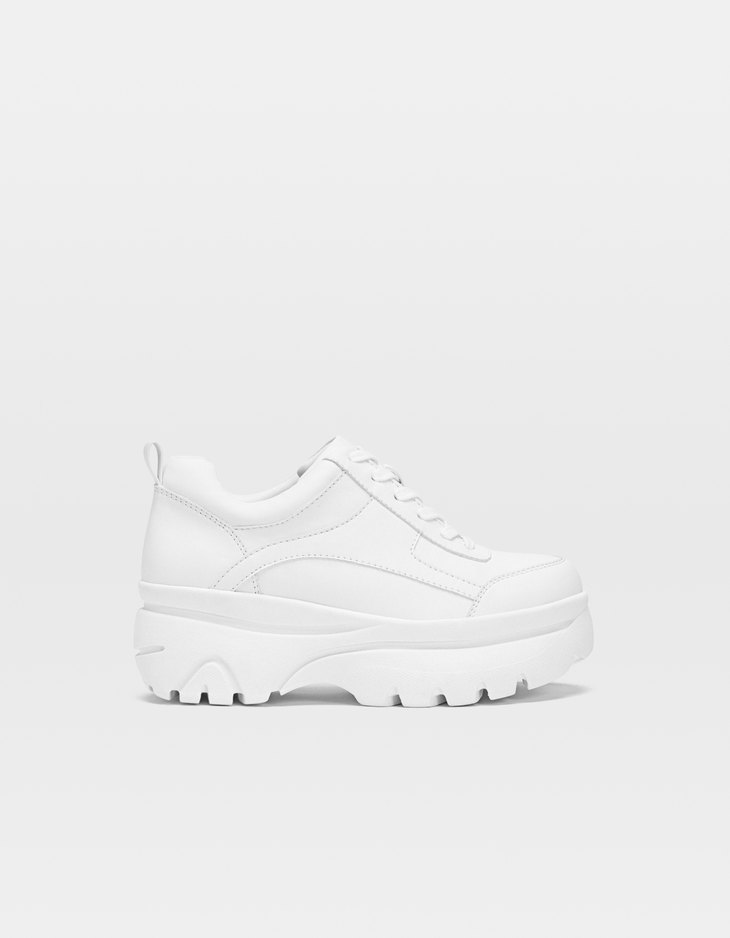 stradivarius white platform sneakers