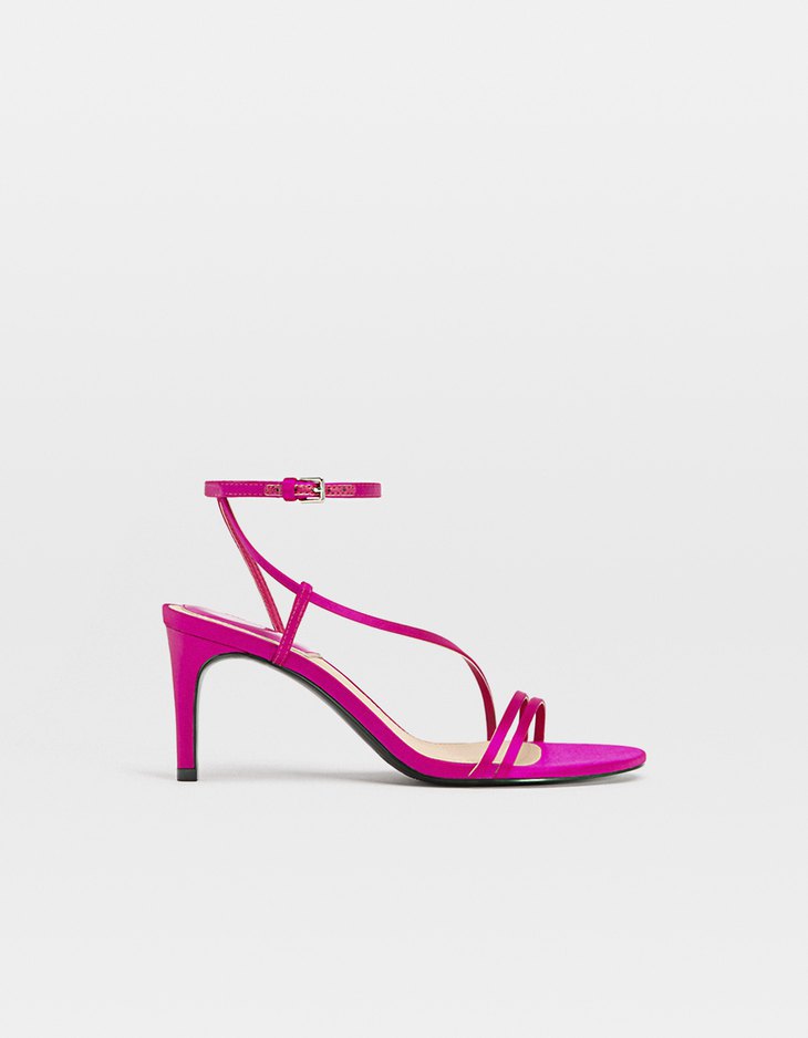 De Sandalias MujerStradivarius Tacón Tiras Fucsia yvn8OPNwm0