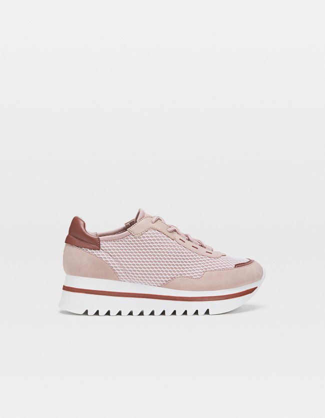 Stradivarius Combi Sneaker Met Mesh En Plateauzool Dames Gecombineerd 39 stradivarius kopen in de aanbieding