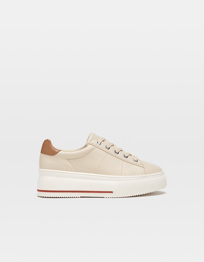 Stradivarius Beige Sneakers Met Plateauzool Dames 38 stradivarius kopen in de aanbieding