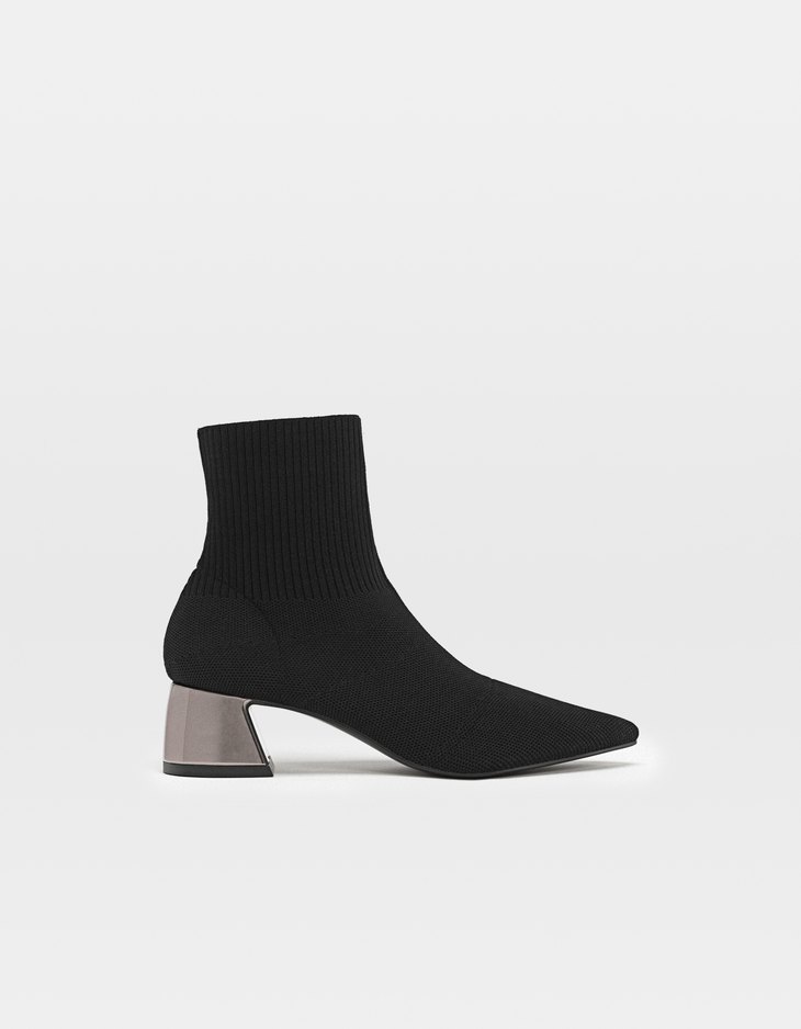 Botines Tacón Calcetín Botines Calcetín Tacón Tacón Calcetín Negro Metalizado Botines Negro Metalizado gbvIY7f6y