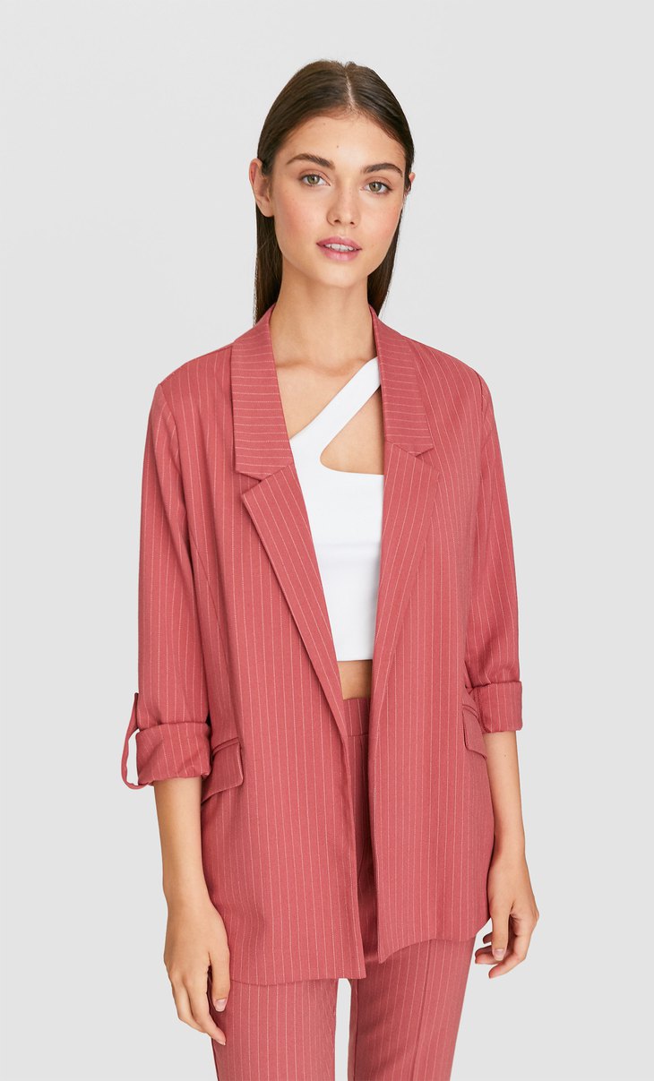 blazer stradivarius pink