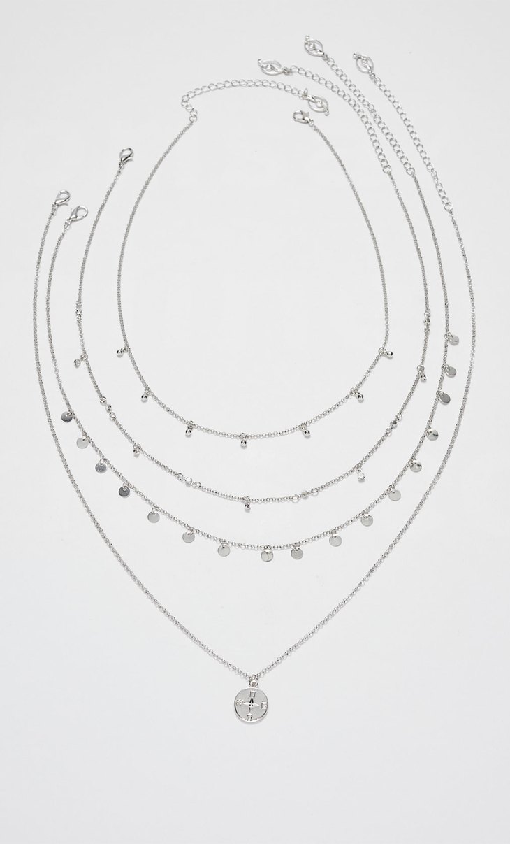 STR set of 4 coin charm and crystal necklaces - Women's null | Stradivarius  Republica Dominicana