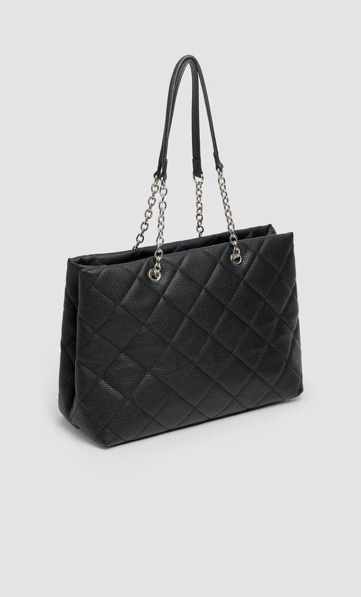 Quilted Tote Bag With Chain Detail Grunge On The Rise Stradivarius Turkey