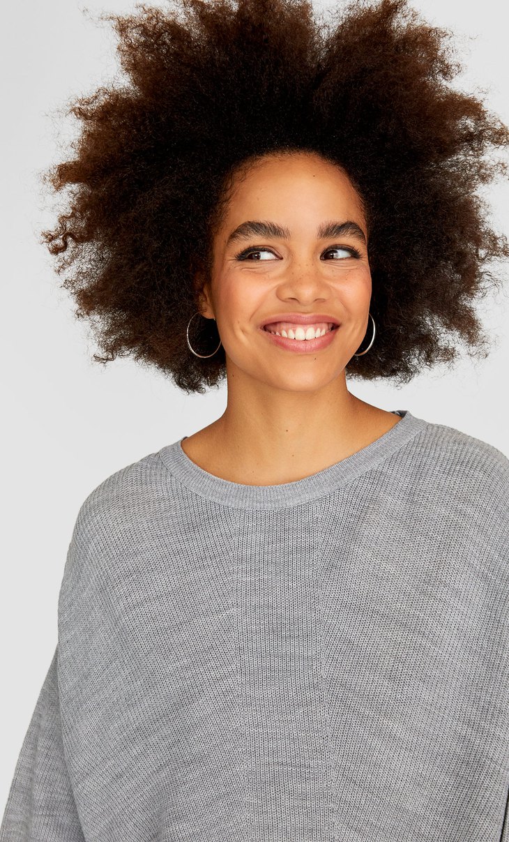 Sweater With A Textured Weave Women S Knitwear Stradivarius Qatar