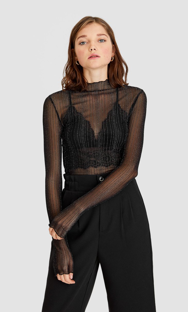 camiseta tul stradivarius
