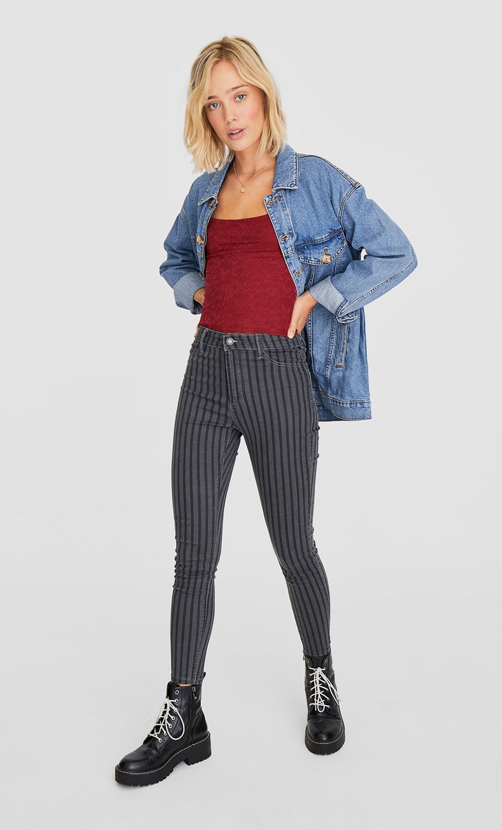 skinny striped trousers