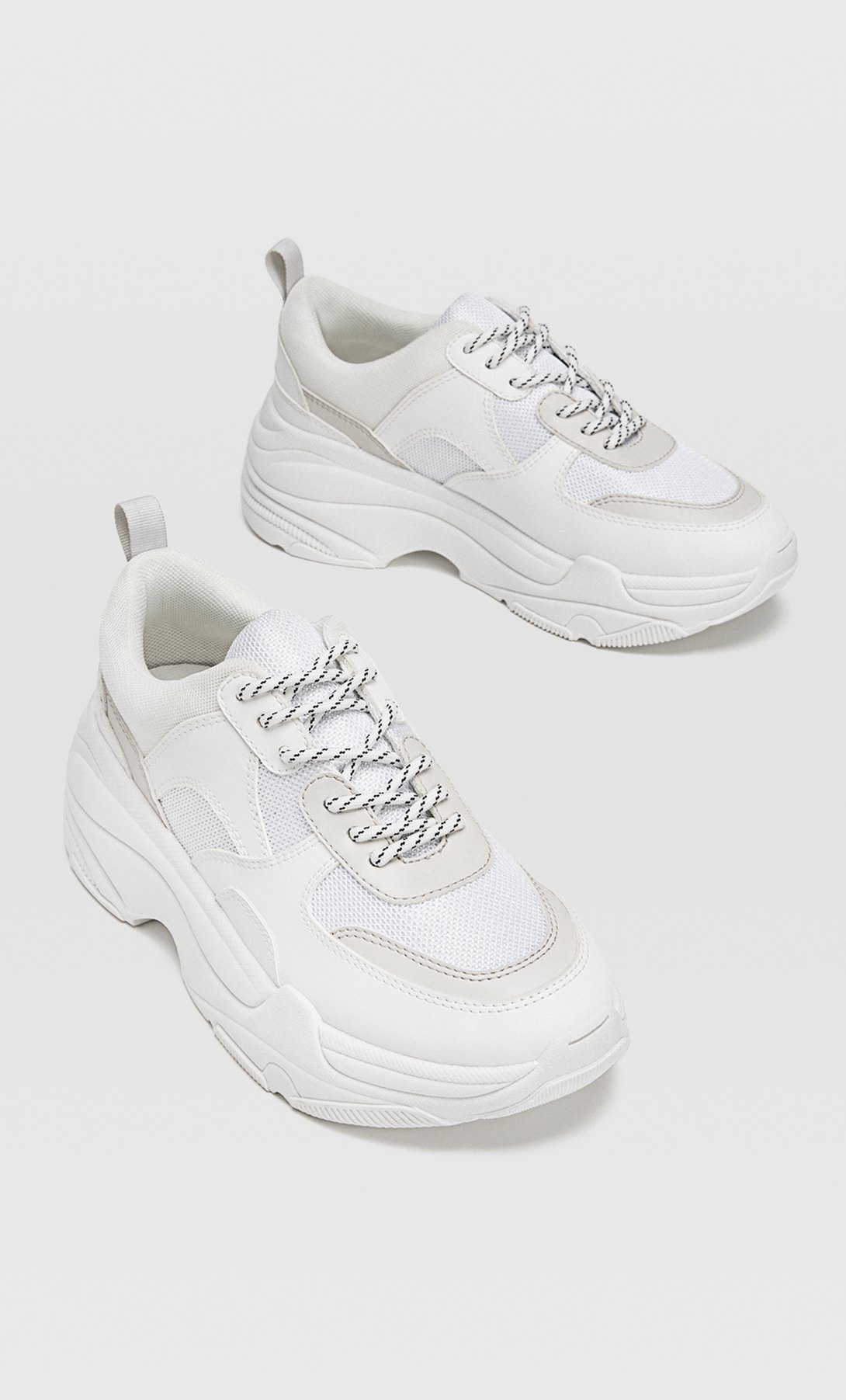 white chunky sole trainers