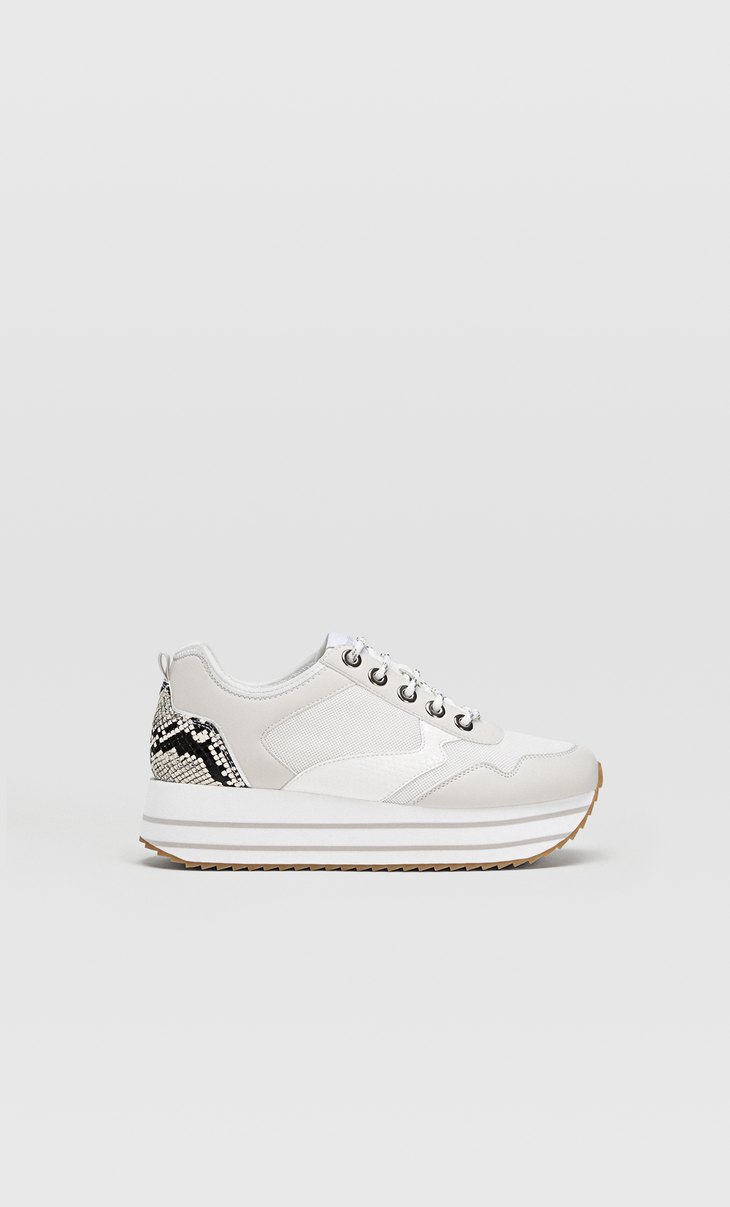 stradivarius white platform trainers