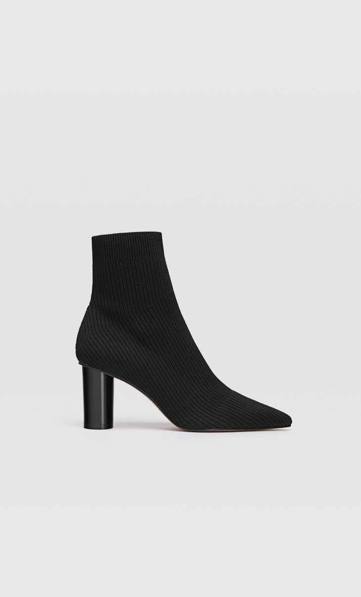 fabric sock-style high heel ankle boots 