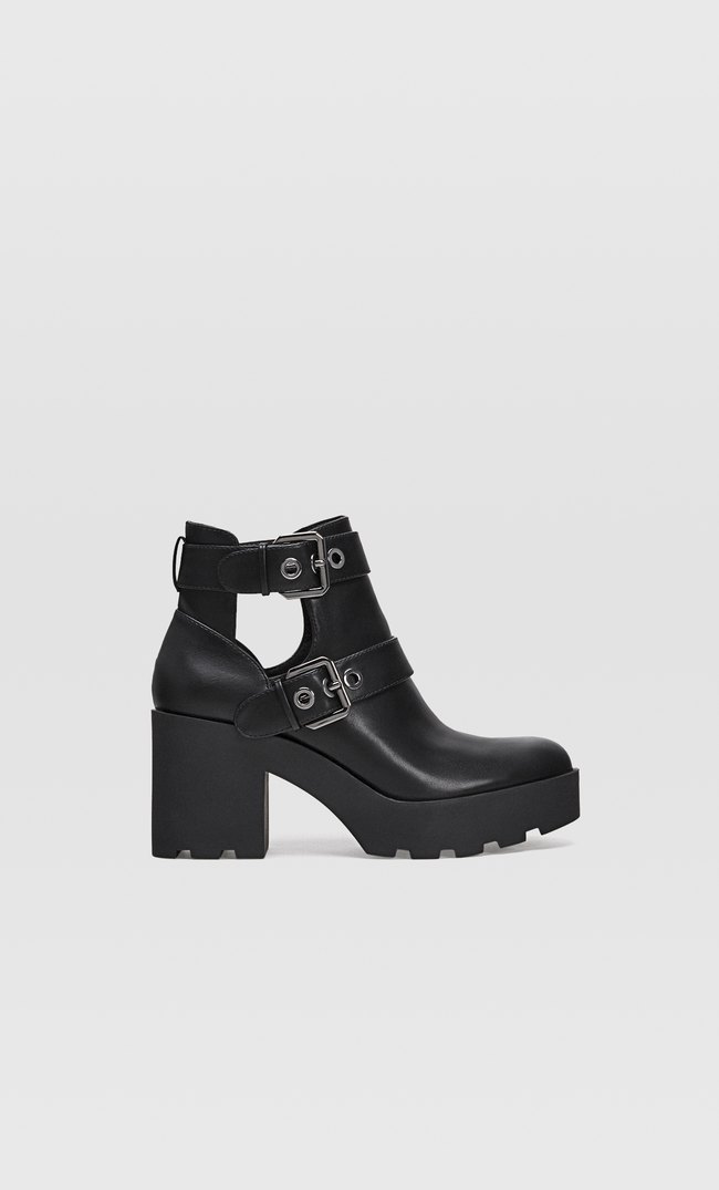 Black Cut Out Heeled Ankle Boots Women S Boots And Ankle Boots Stradivarius Philippines