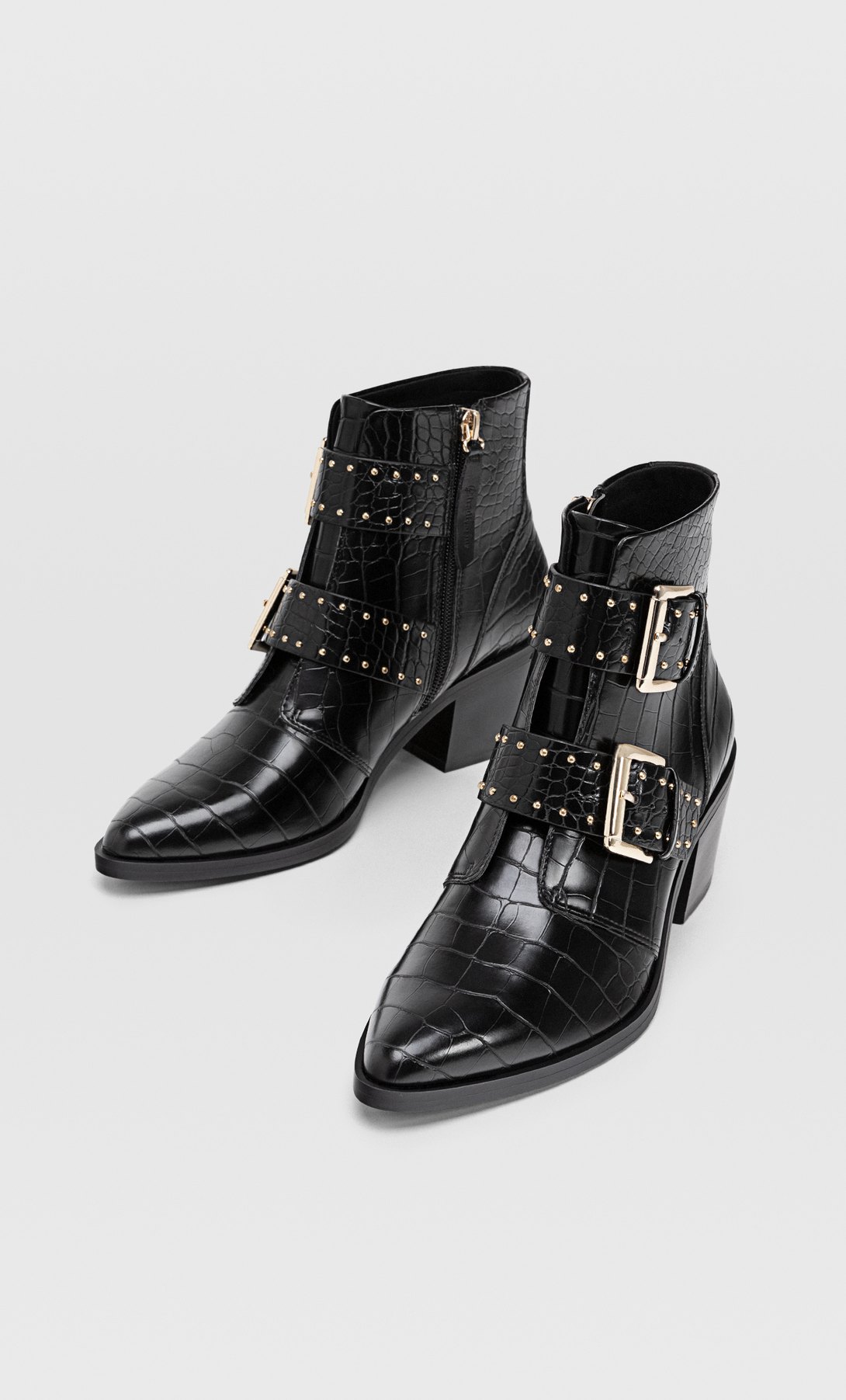 heeled ankle boots with buckles