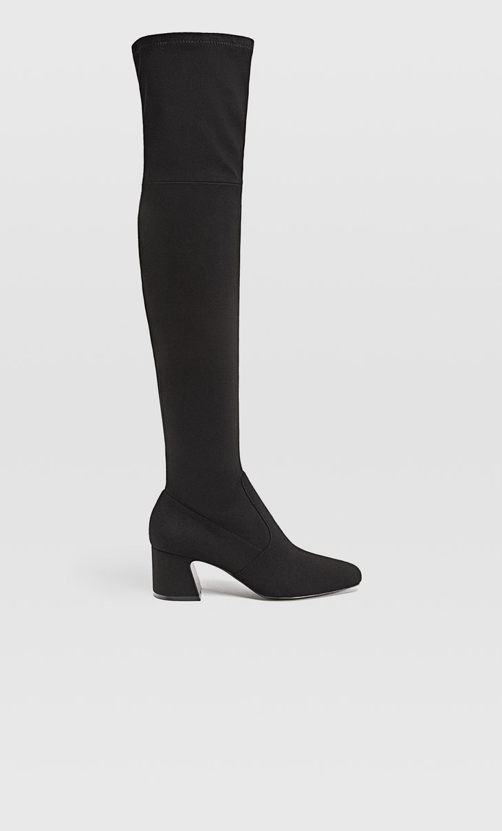 Flache Schuhe &High Heels für Damen Herbst Winter hohe braune Stiefel Overknee brauner Lederstiefel Absatz
