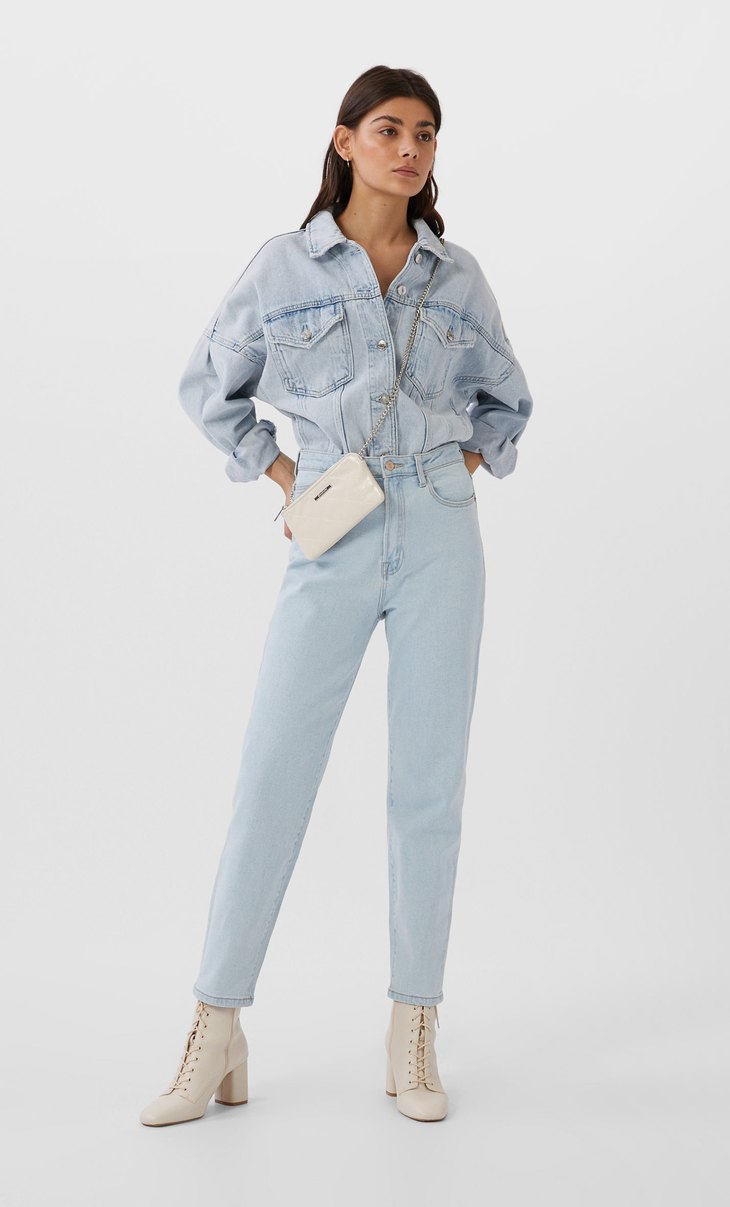 stradivarius mom slim fit