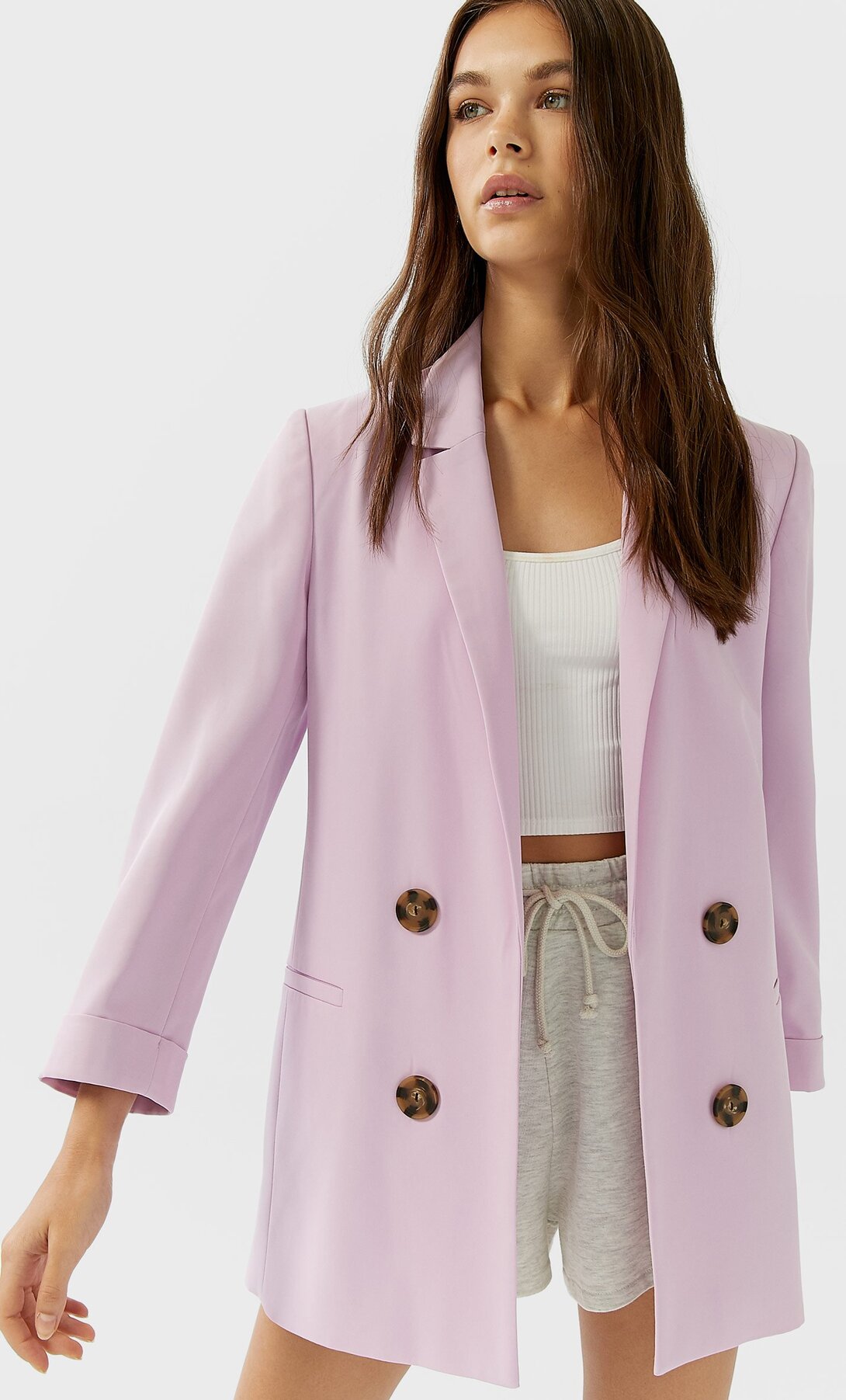 Double-breasted open blazer