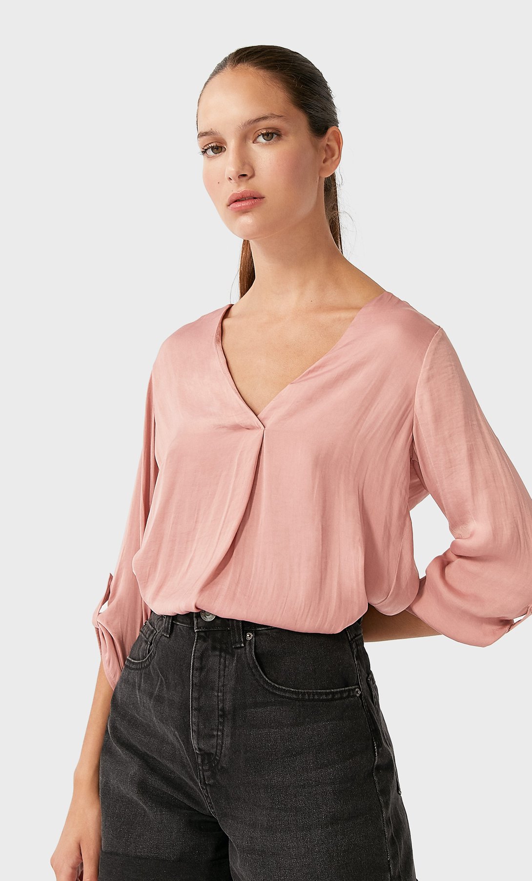 Blusa lila online stradivarius