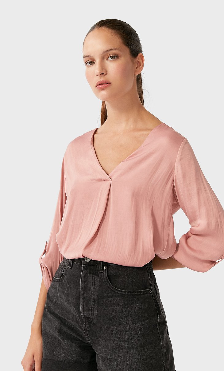 camisa blanca larga mujer stradivarius