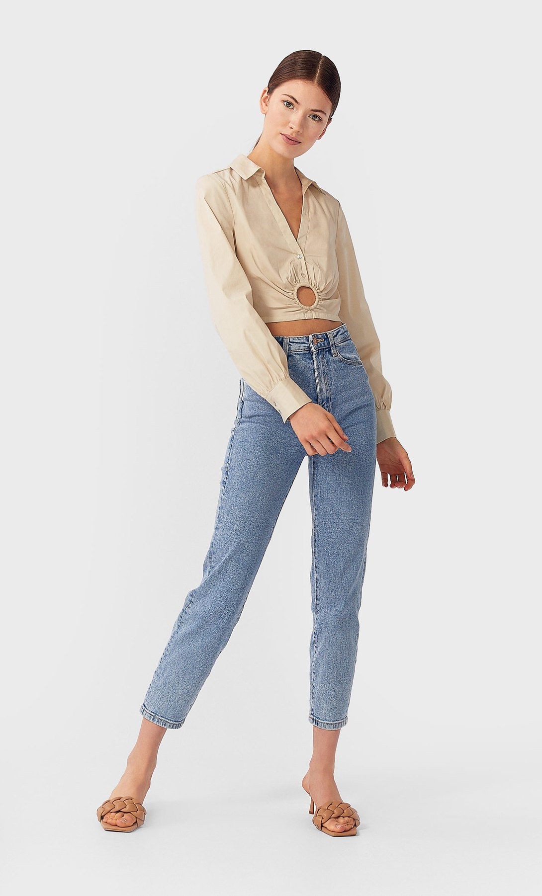 STR_Укороченная рубашка с кольцом на талии_2