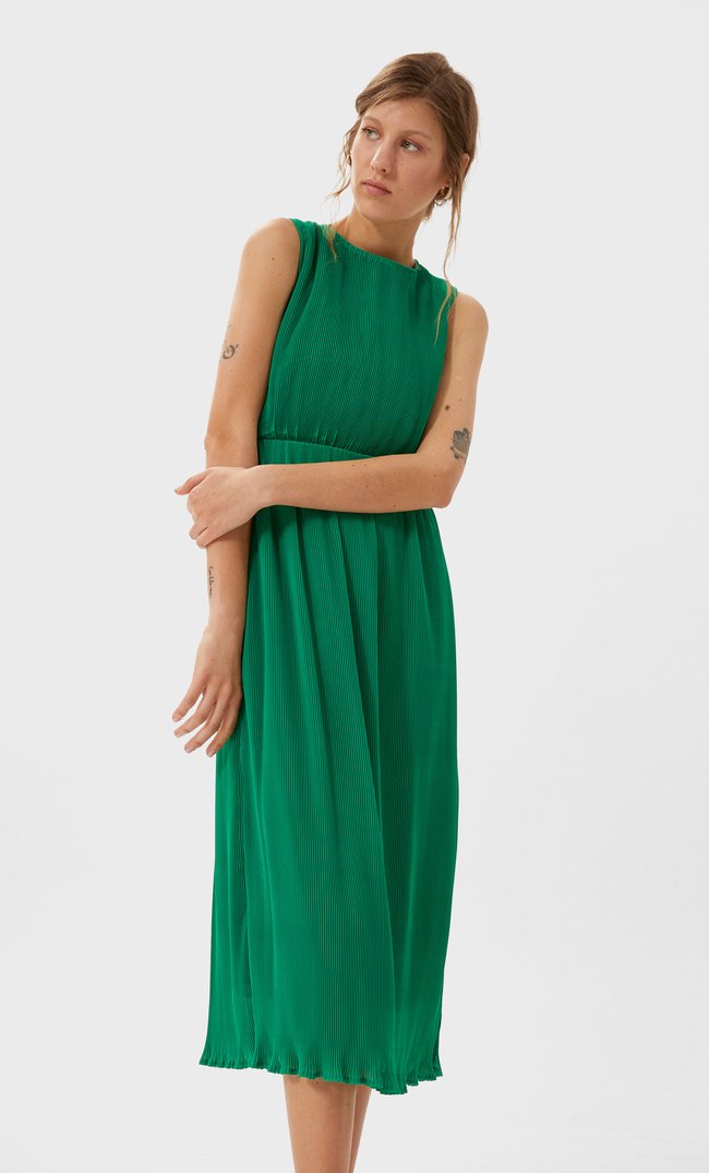 stradivarius green dress