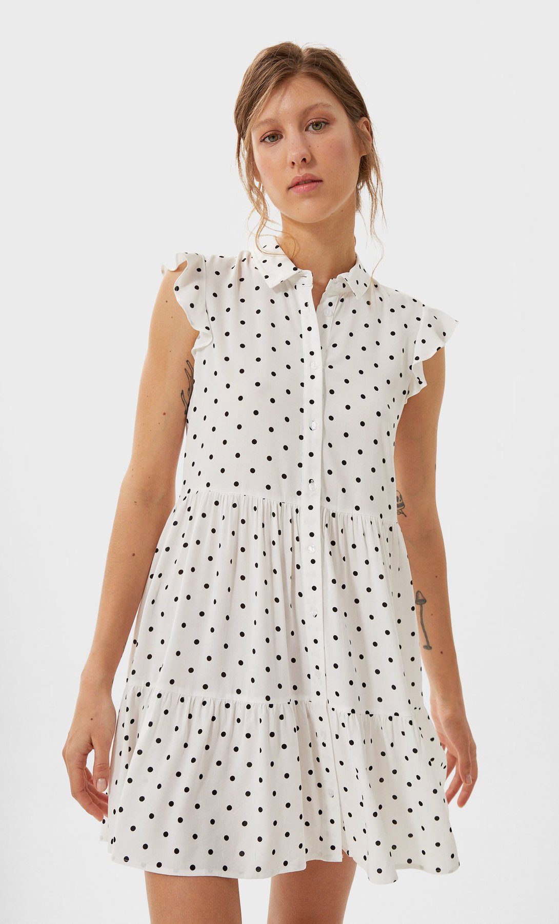 stradivarius white shirt dress