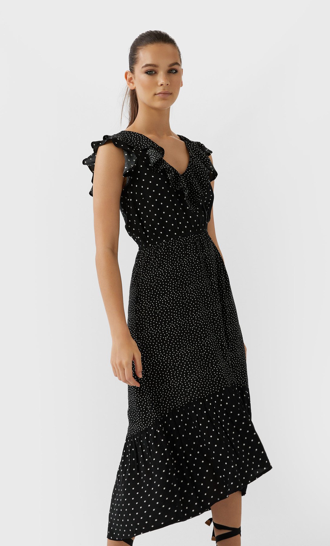 stradivarius polka dot dress