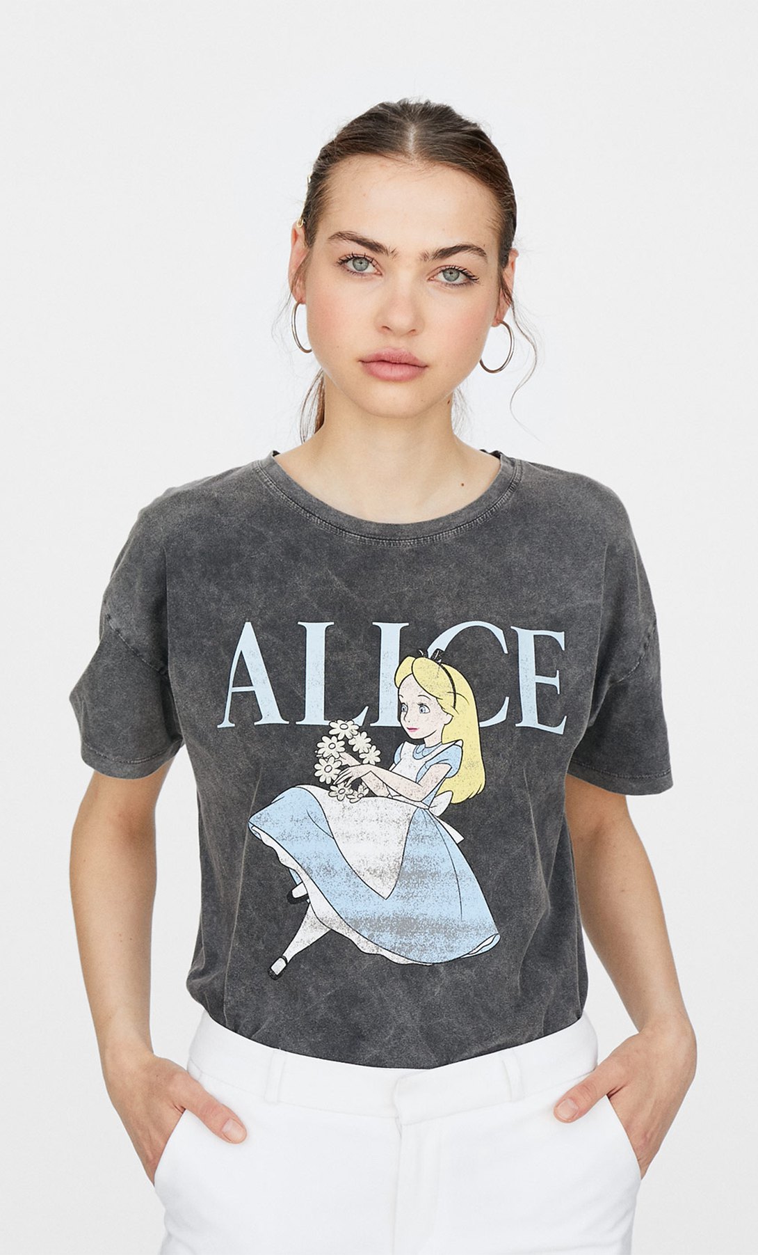 Falling Alice im Wunderland Grau Damen Oversize T-Shirt Gr.S-L 