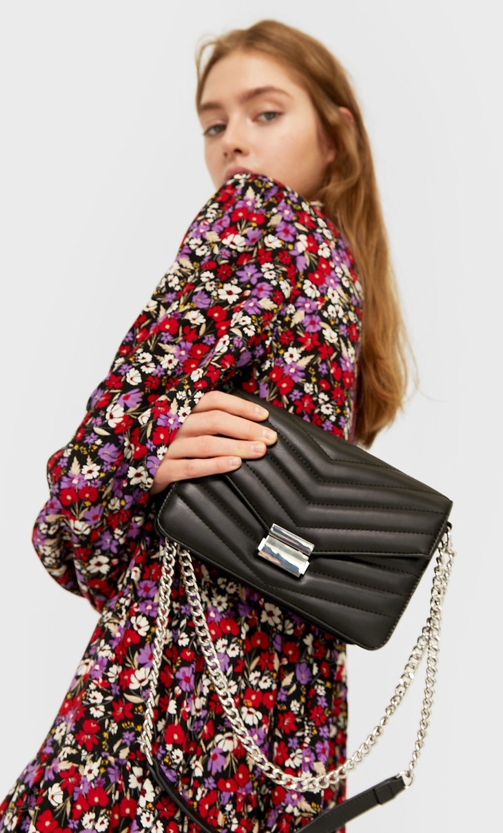 quilted crossbody bag with chain