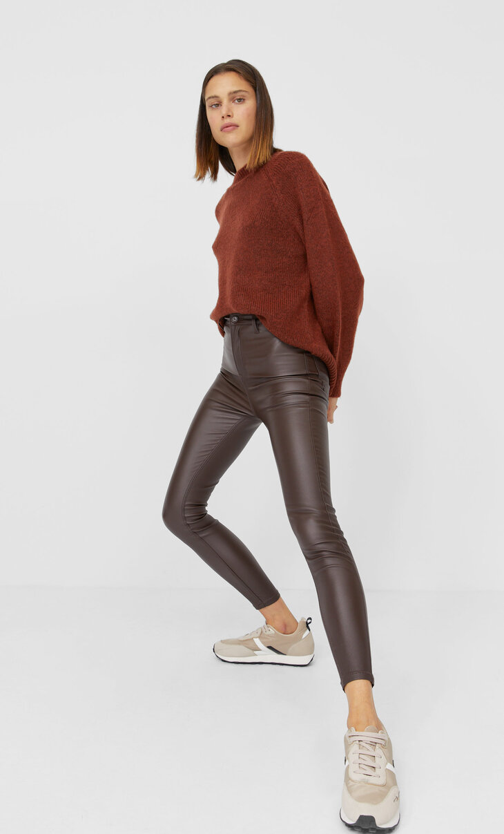 stradivarius leather pants