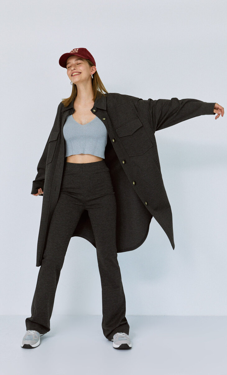 knitted flared trousers