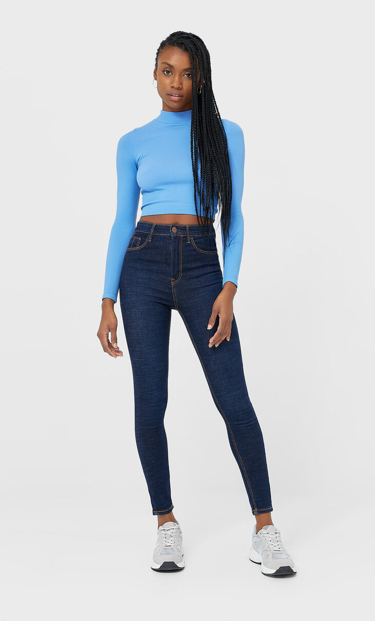 stradivarius super high waist skinny jeans