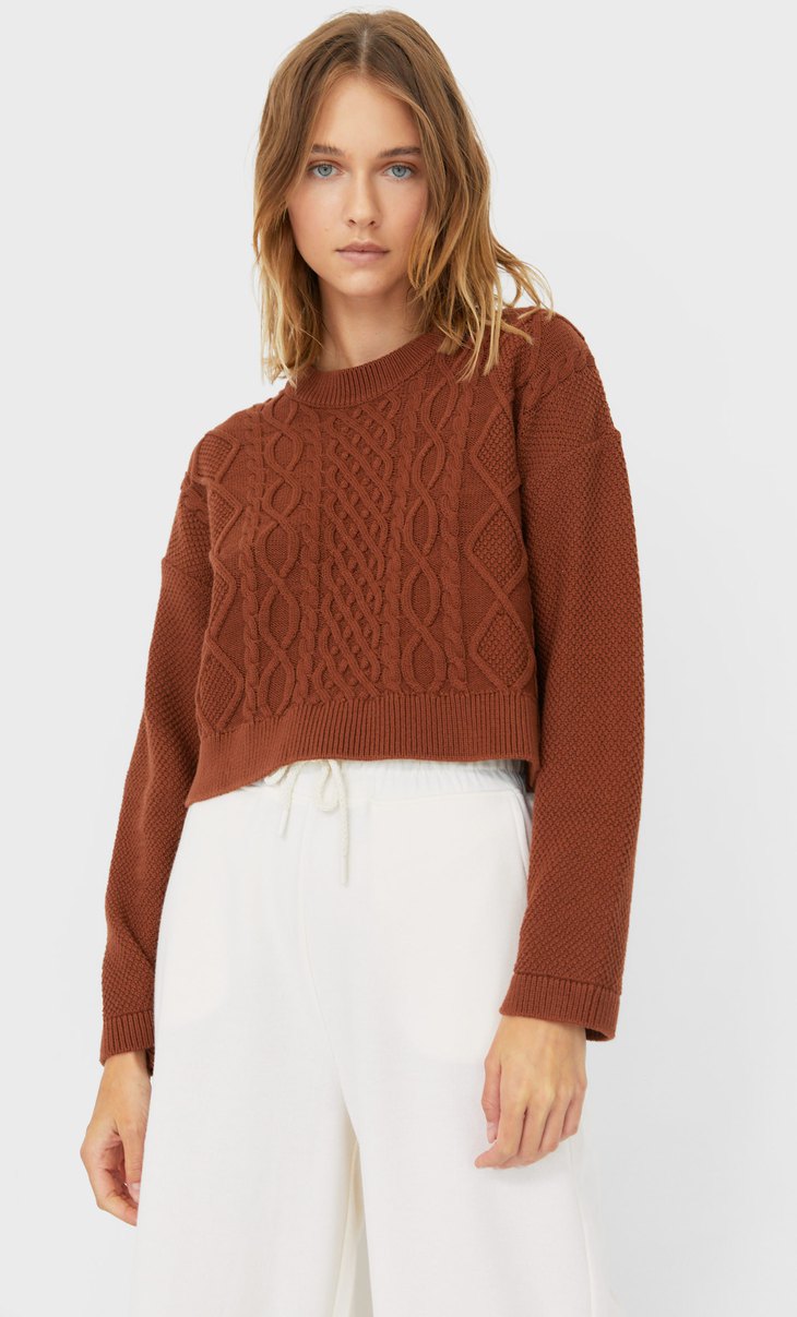 cropped cable knit sweater