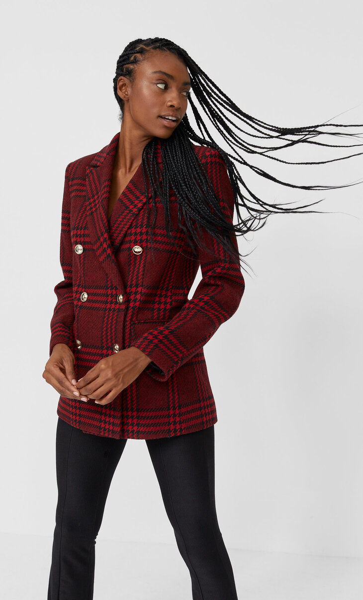 Blazer A Quadri Nuovo Da Donna Stradivarius Italia