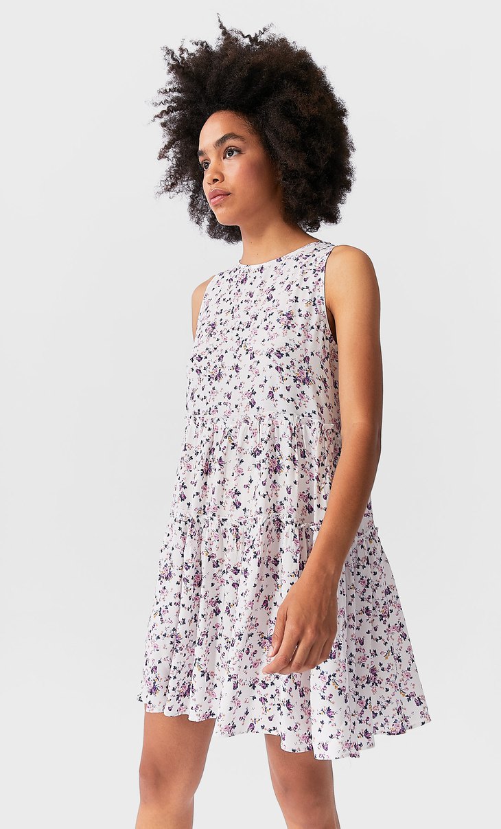 Modalite Net Stradivarius Cicekli Kisa Elbise 7187 217