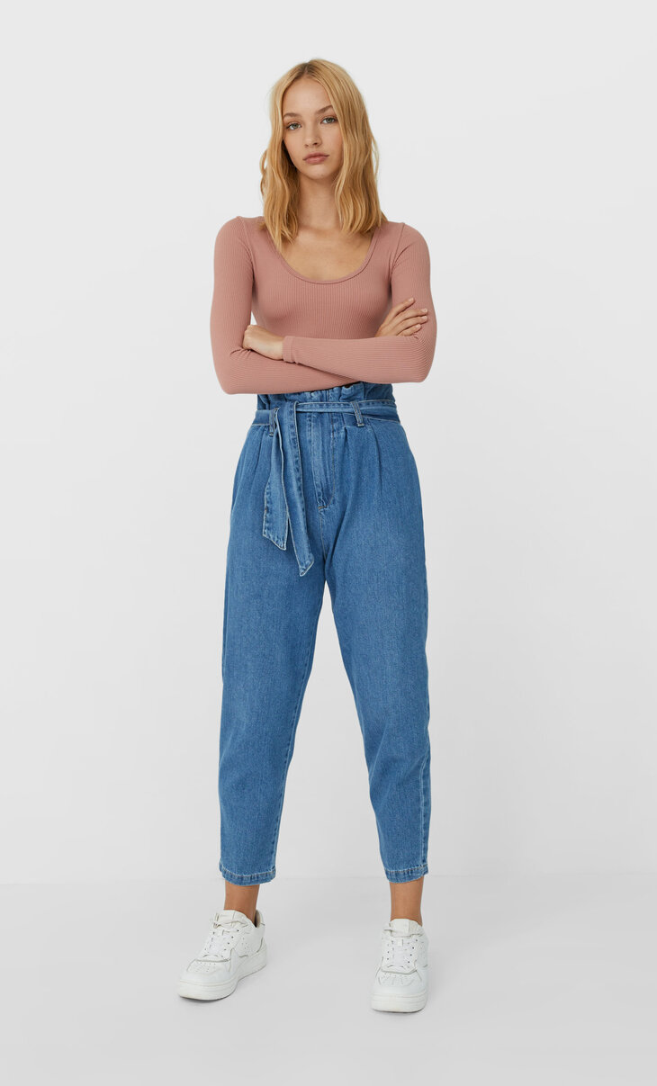 stradivarius paperbag jeans