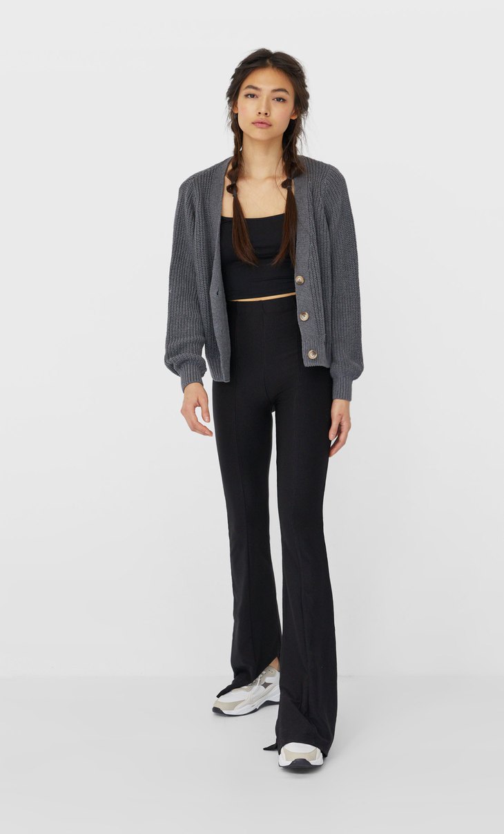 flared trousers with slits