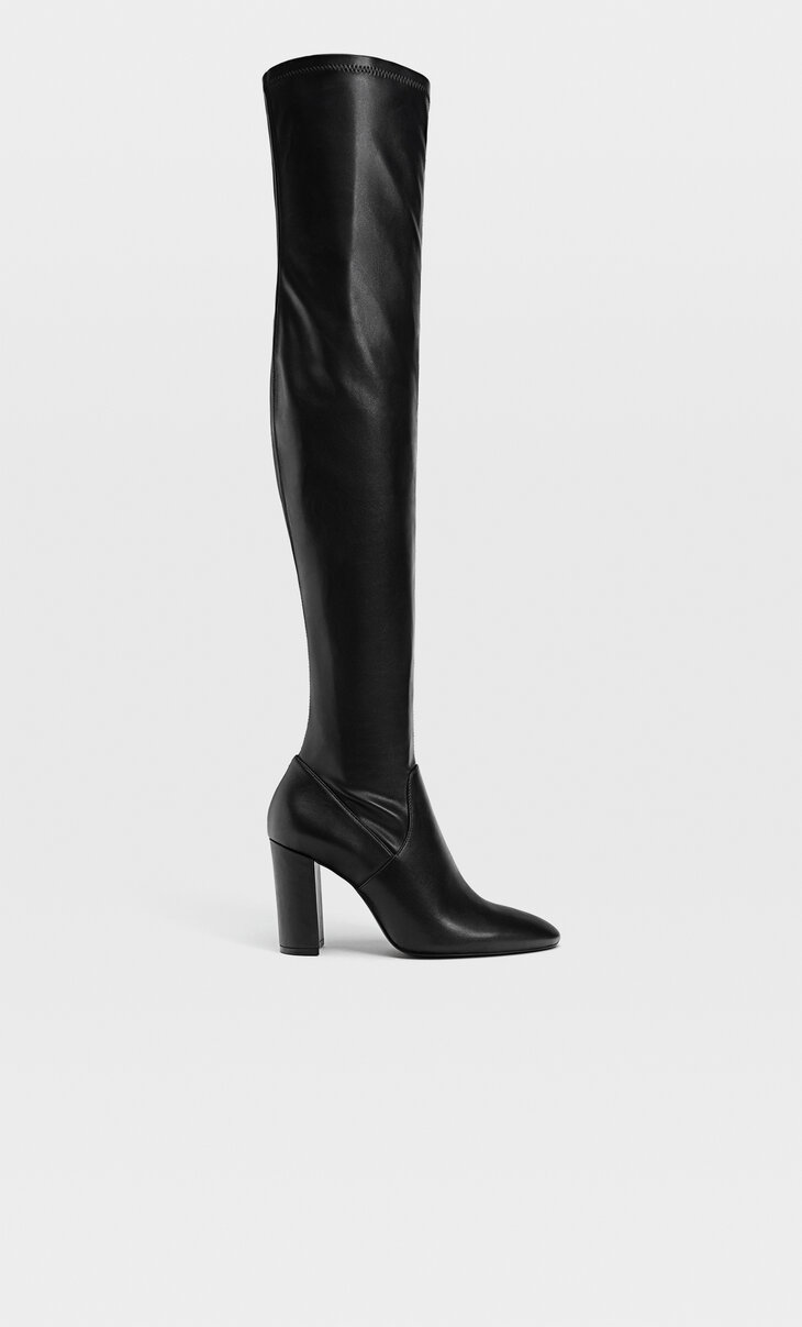 Fitted high-heel knee-high boots 