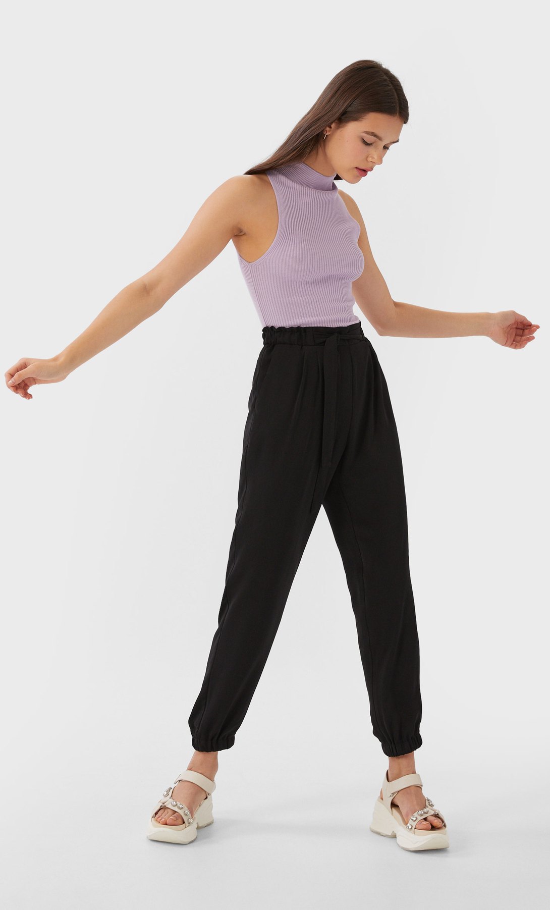 STR_Базовые брюки свободного кроя с поясом_1