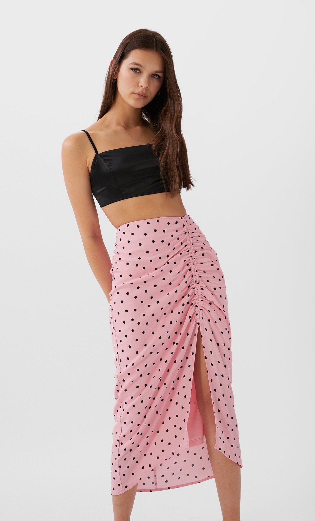 STR_Юбка-карандаш в горошек со сборкой_1