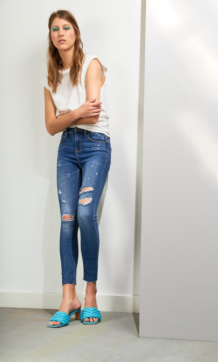 stradivarius skinny jeans high waist